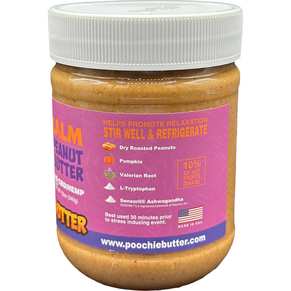 Poochie Butter - Wholesale Pet Treats - Dog - Calm Peanut Butter Jar 12oz 1