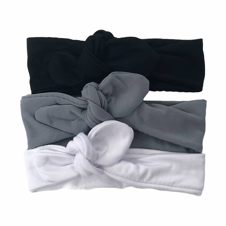 Jena Bug Baby - Wholesale Fashion Headband - Kids - Knot Bow Baby+Toddler Headband - Black, Silver, White1