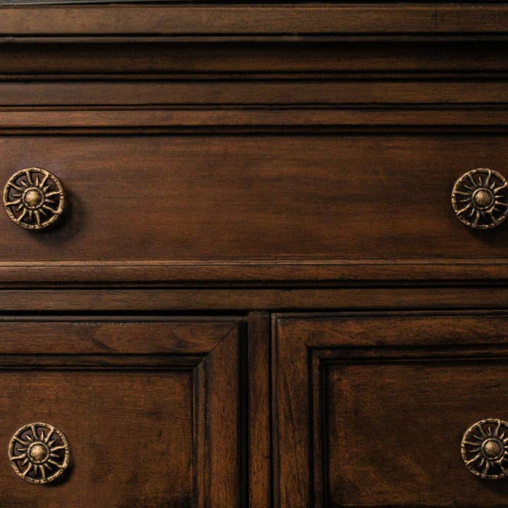 Zeckos - Wholesale Knob/Pull - Set of 6 Antique Gold Sun Cast Iron Drawer Pulls5