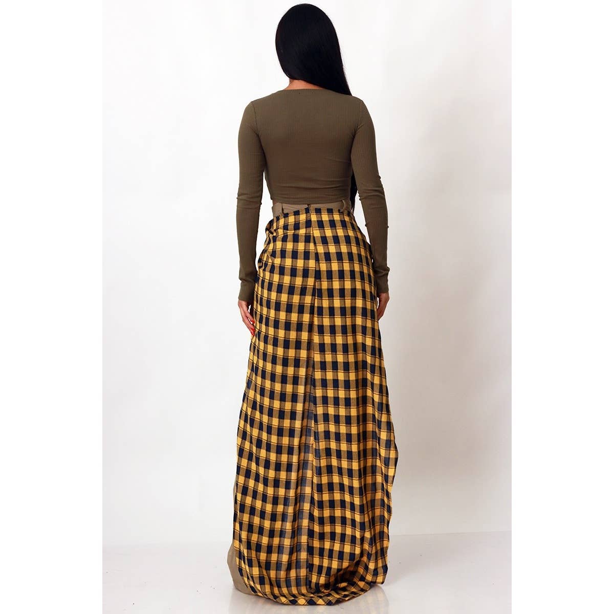 Esmeray Clothing - Wholesale Pants - Women's - MODERN CHECK DRAPE WIDE PANTS5