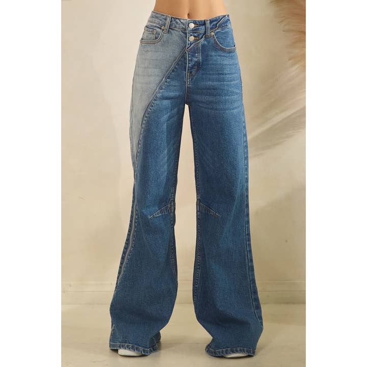 WASHED HIGH RISE ZIPPER DETAIL FRONT DENIM JEANS for wholesale on Faire6