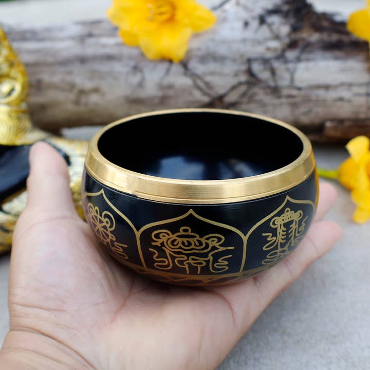 Lungta Imports - Wholesale Meditation Supplies - Tibetan Singing Bowl 8LS Complete Set For Meditation & Yoga2