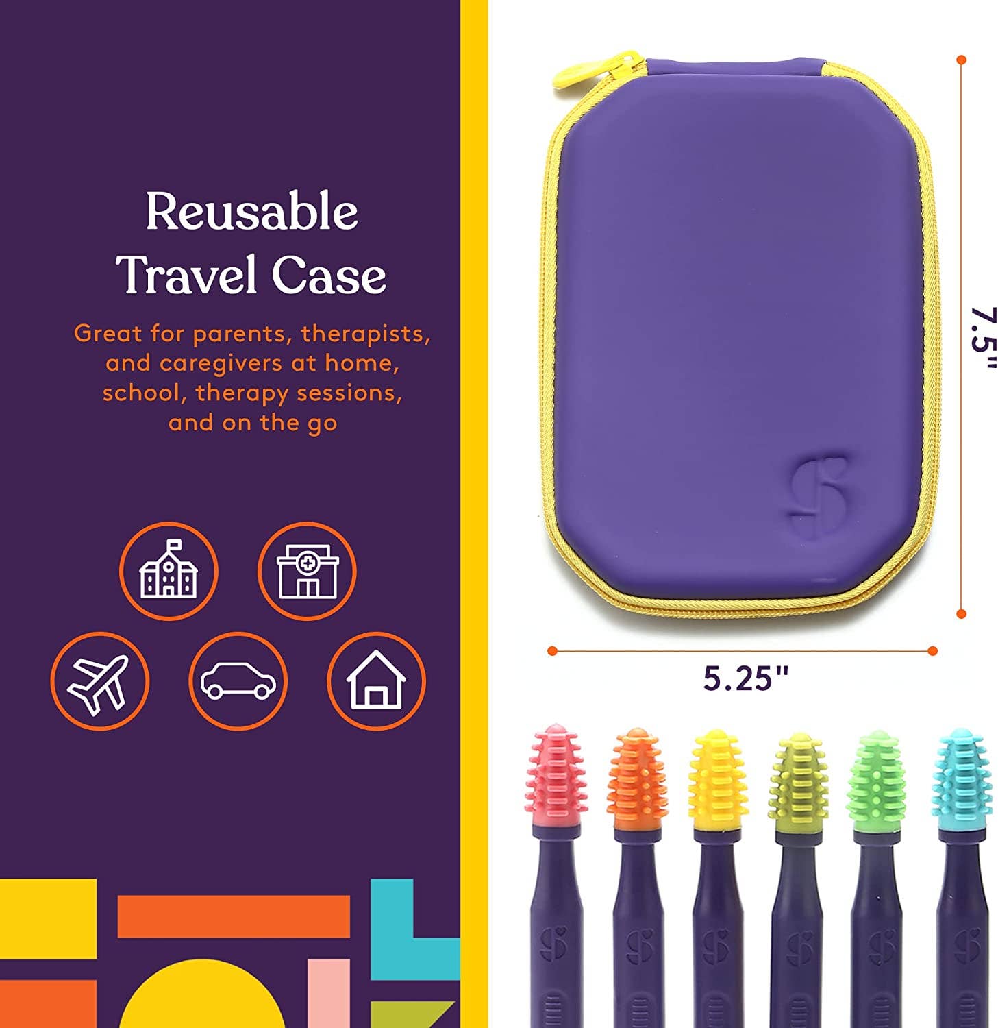 Special Supplies - Wholesale Toothbrush - Kids & Baby - Sensory Mouth Brushes and Oral Stimulation Tools for Kids and Adults, 6 Pack, with Soft Textured Heads, Travel Case Included3