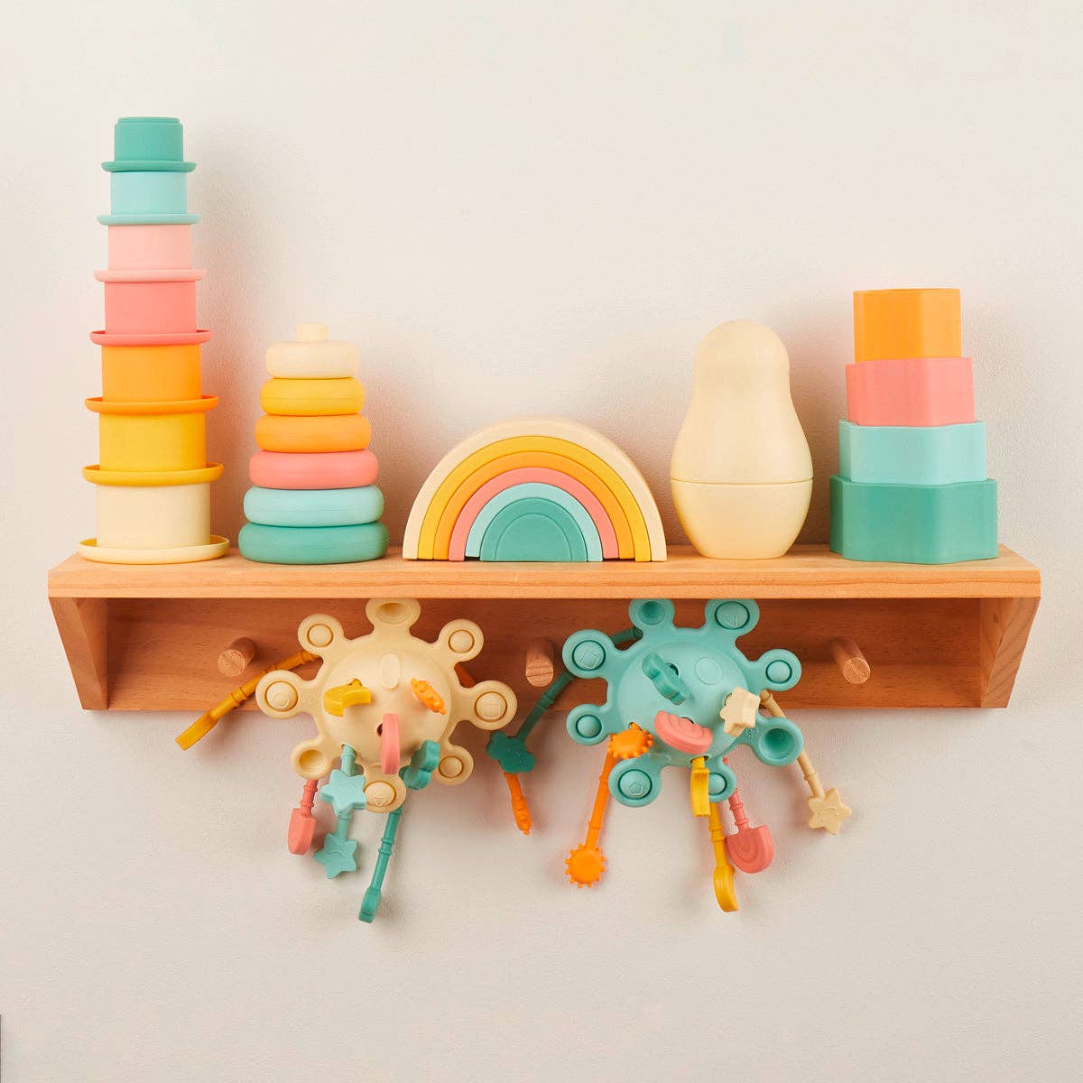 Bieco Spielwaren - Wholesale Stacking Rings Game - Baby - Silicone Stacking Cups Tropical Vibes5