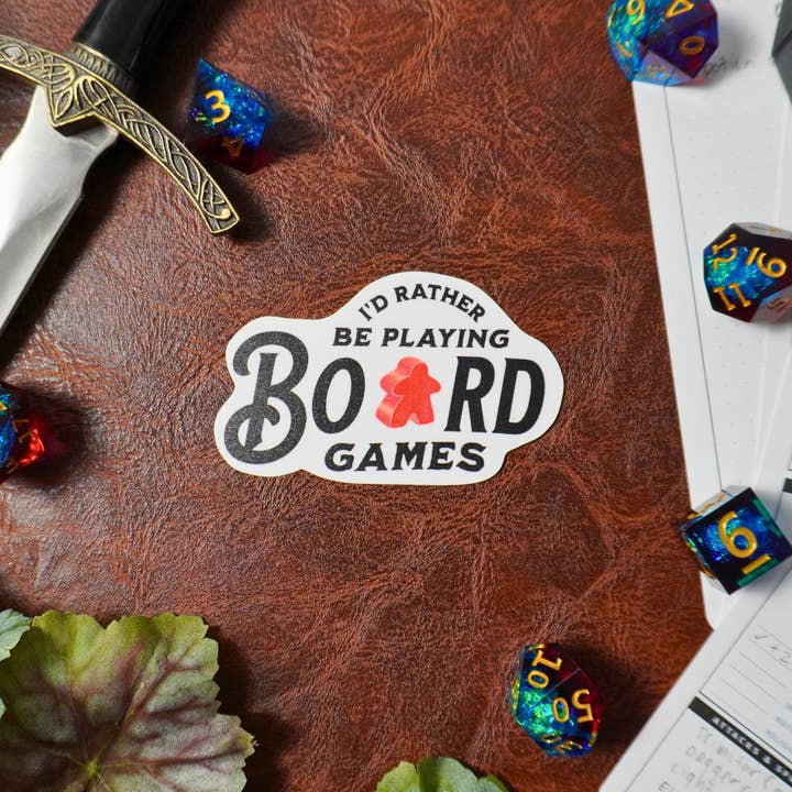 I'd Rather Be Playing Board Games Sticker for wholesale by Minva Tabletop Design Co