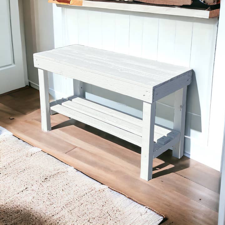 Intrinsic Haven - Vendita all'ingrosso Panche - Panca rustica Farmhouse con una mensola per ingresso6