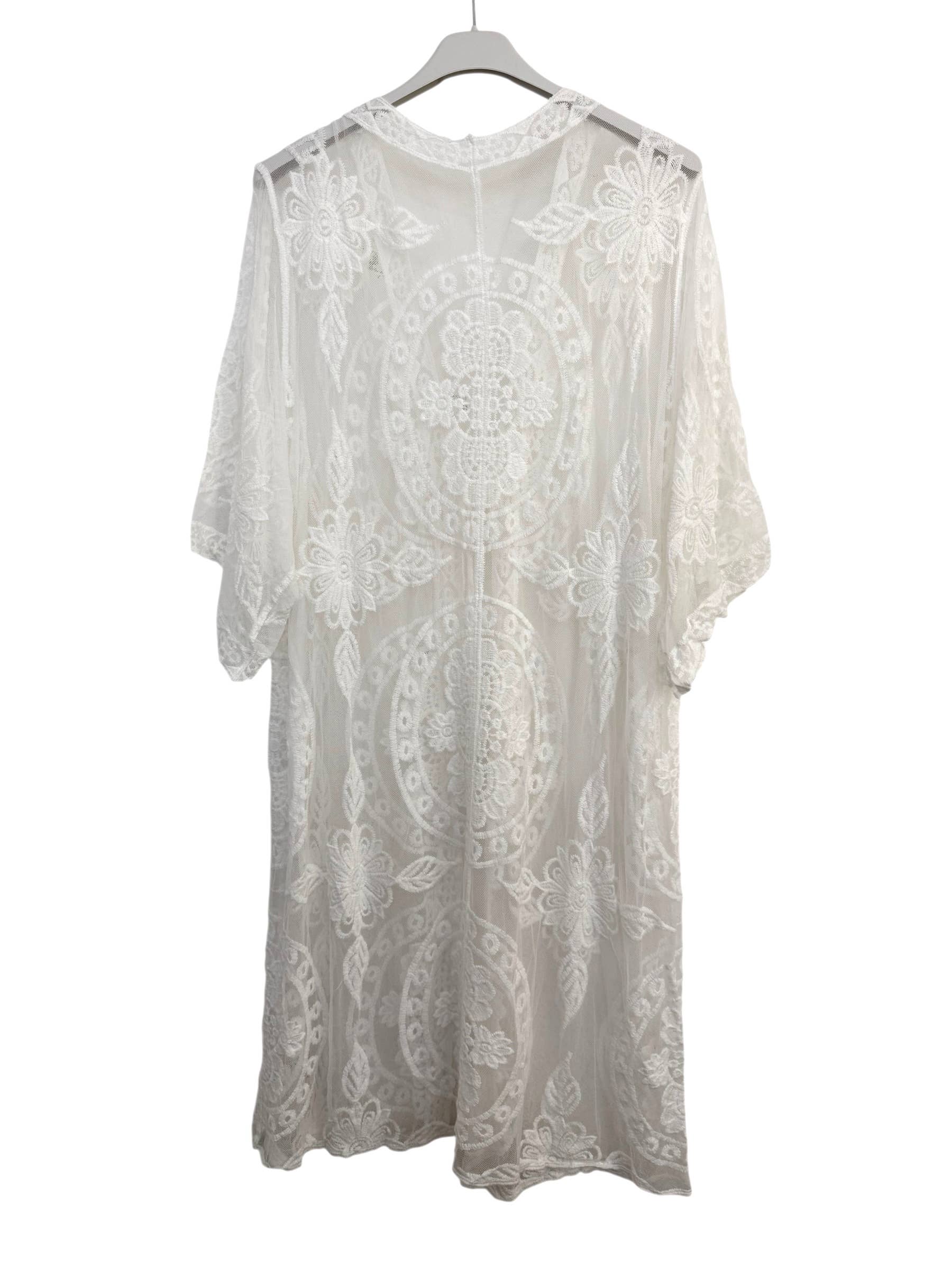 L.STEVEN - Venta al por mayor Kimono - Mujer - Kimono de tul bordado de largo medio CF0161