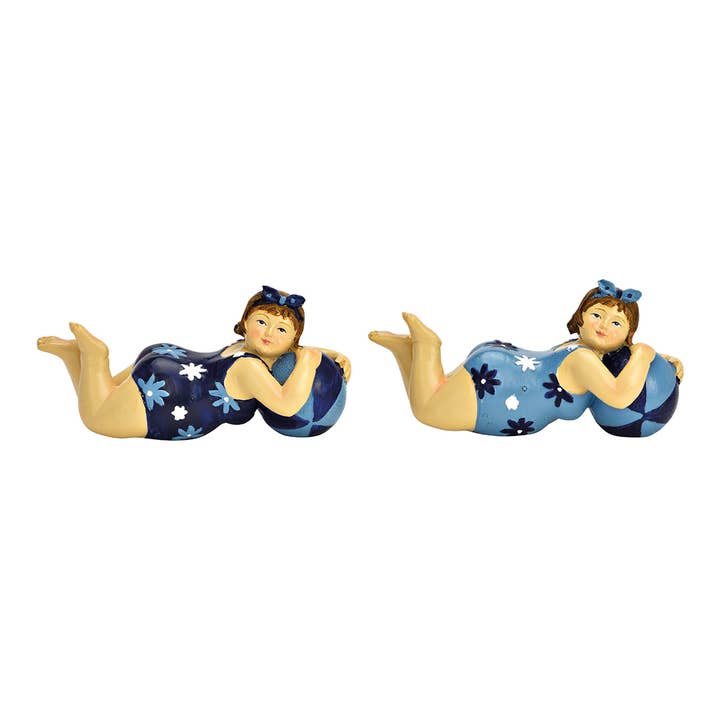 Mujer tumbada en traje de baño de poli azul 2 veces, (A/L/P) 11x5x4cm para venta al por mayor de Wurm