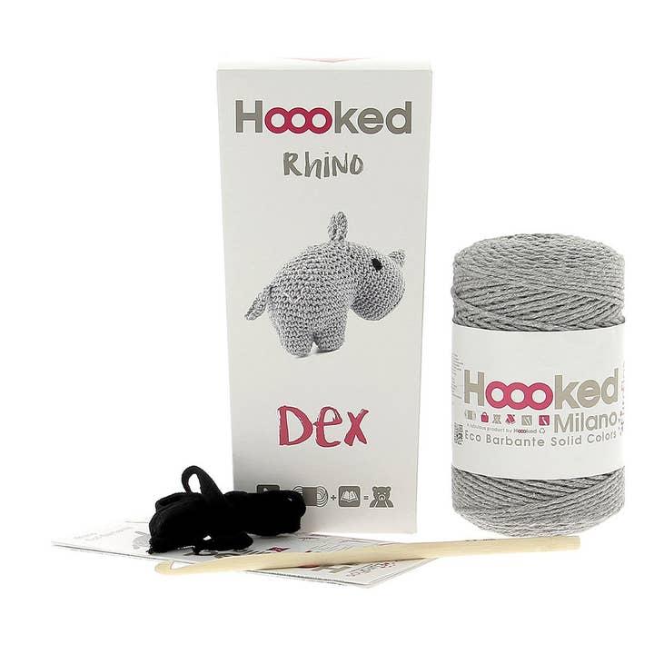 Hoooked Yarns - Wholesale Knitting/Crochet Supplies - DIY Crochet Kit Rhino Dex Eco Barbante Gris1