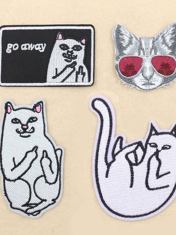 Cat Embroidered Clothing Back Adhesive DIY Iron on Patches for wholesale by UNISHE