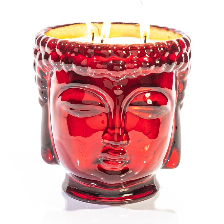 24K Gold Ruby Glass Buddha Perfumed Candle for wholesale by Thompson Ferrier