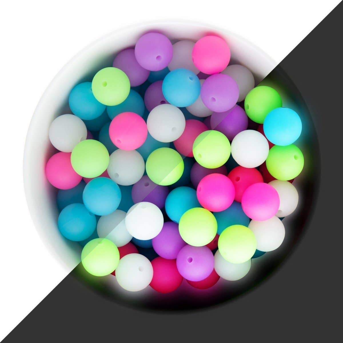Cara & Co Silicone Craft Supply - Wholesale Beads - Glow-in-the-Dark Silicone Round Beads10
