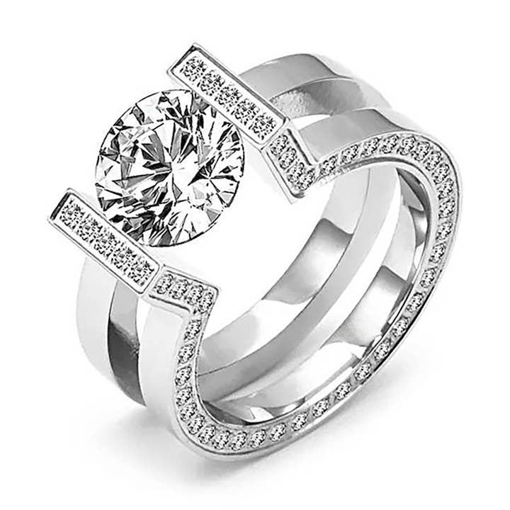 RG108MW B.Tiff Bague Solitaire Interchangeable en Moissanite 2ct pour la vente par B.Tiff