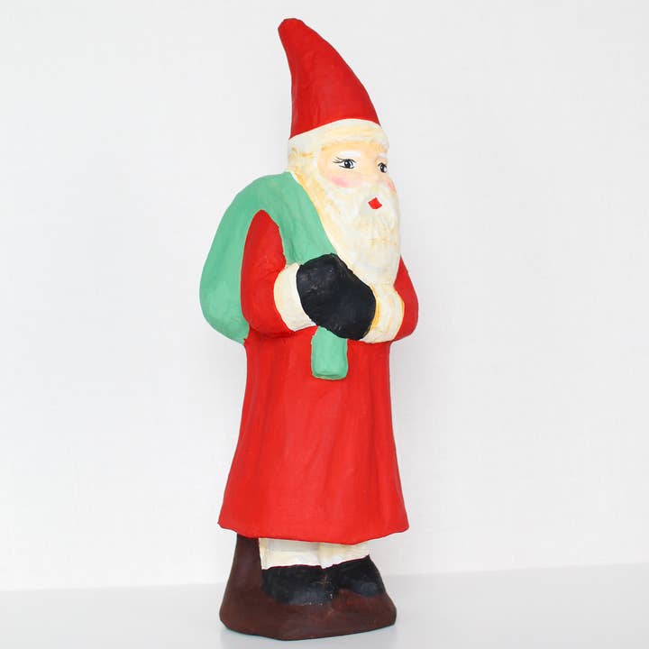 16" Vintage Paper Mache Santa w/Bag (Red) for wholesale by Dekorasyon Gifts Decor