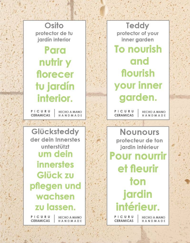 Picuru ceramicas - Wholesale Decorative Figurine - Amulet Little Bear protector of your inner garden, 5 languages5