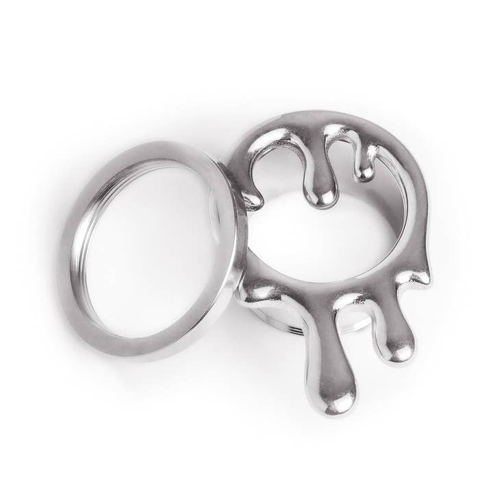 Custom Plugs - Wholesale Single Earring - Silver Drippy Screwback Plug / Tunnel / Gauge2