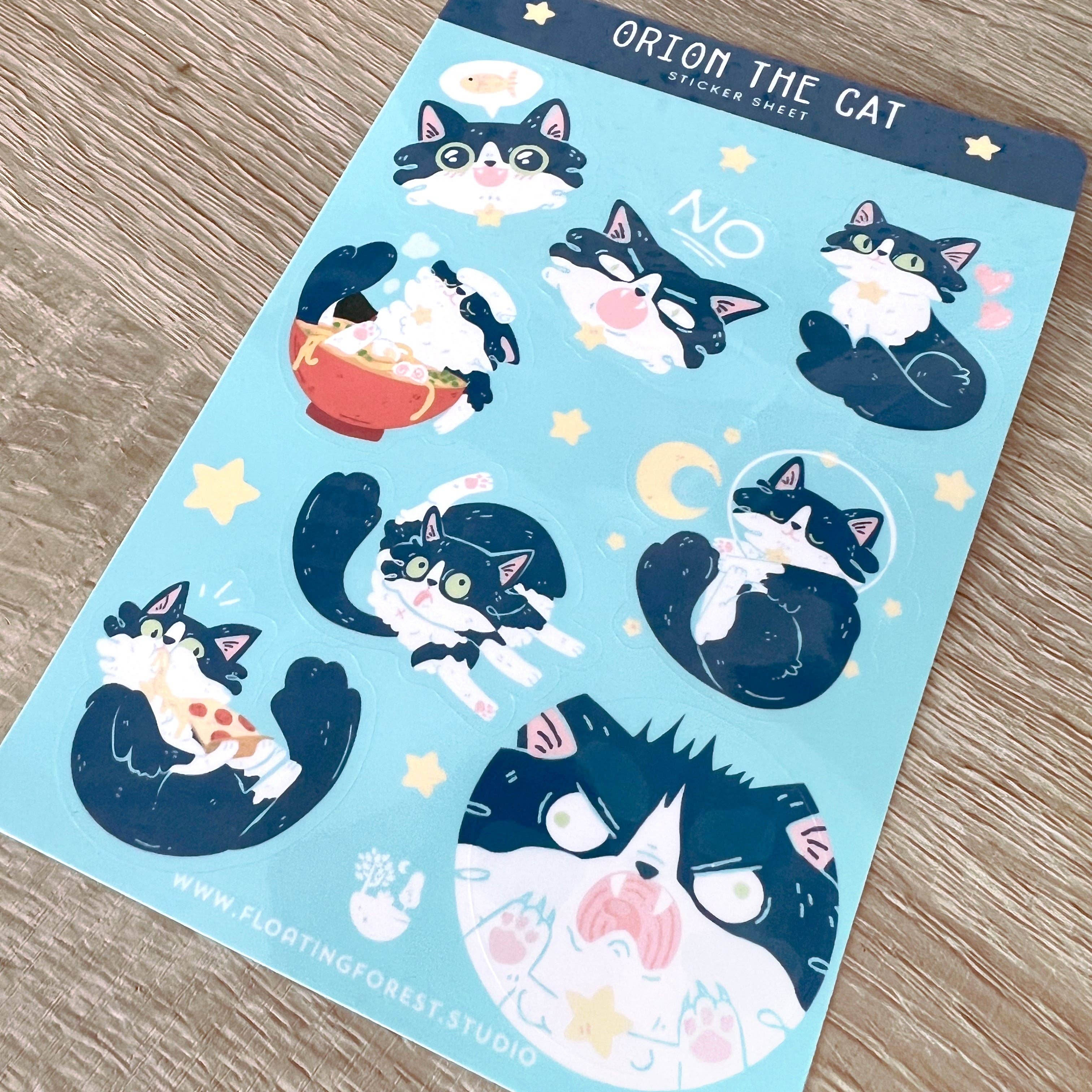 Floating Forest Studio - Wholesale Sticker - Orion the Cat Sticker set2