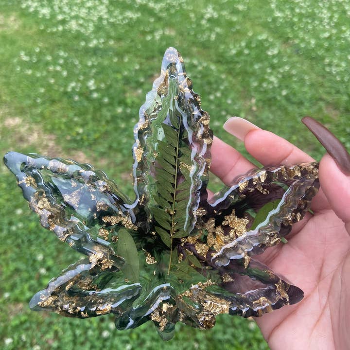 KraftzbyKenzie - Wholesale Ashtray - Black Leaf Ashtray | Leaf Tray | Weed Trinket Dish | Stone6