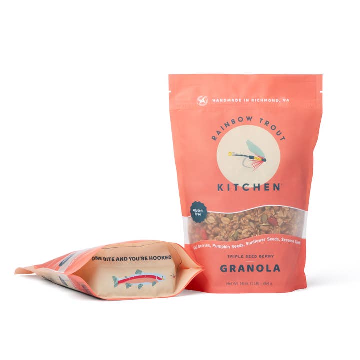 Triple Seed Berry Granola 16 oz. bag for wholesale by Rainbow Trout Kitchen