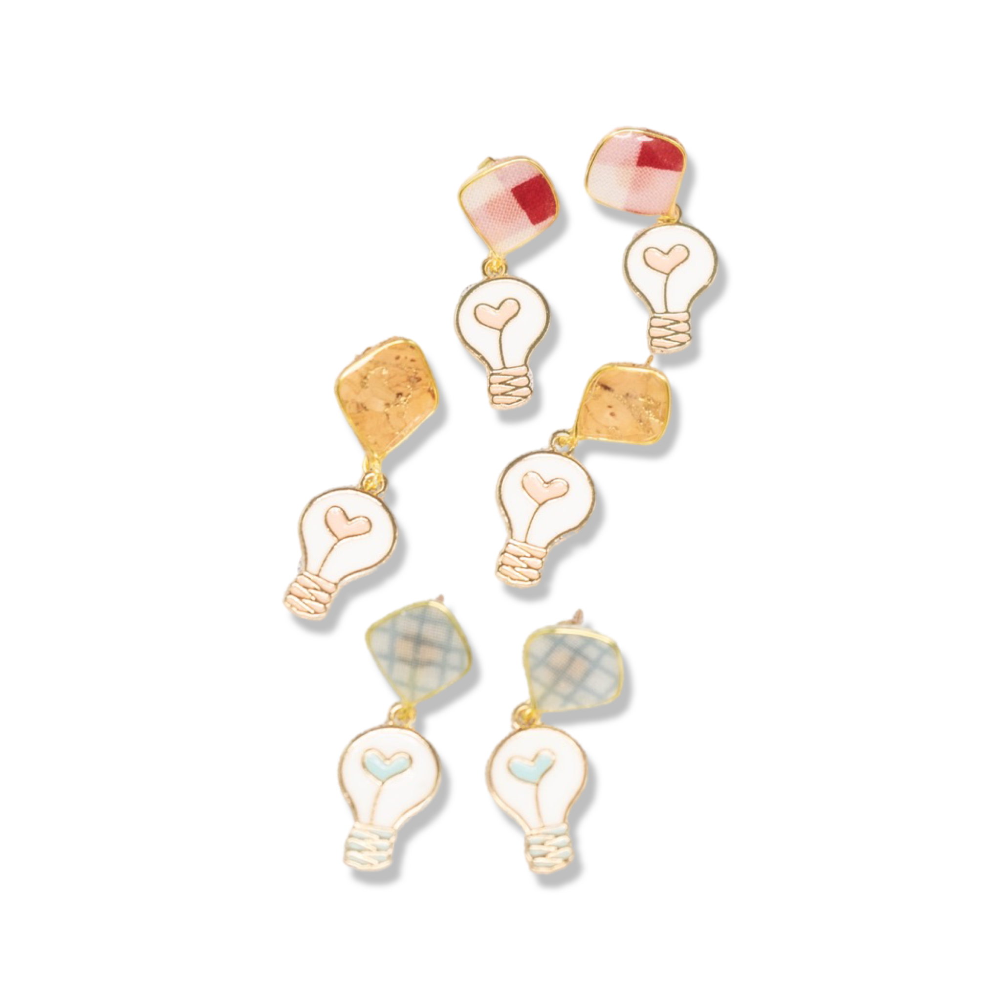 Perennial Peaces - Wholesale Dangle Earrings - Lightbulb Charm Textile Earrings2