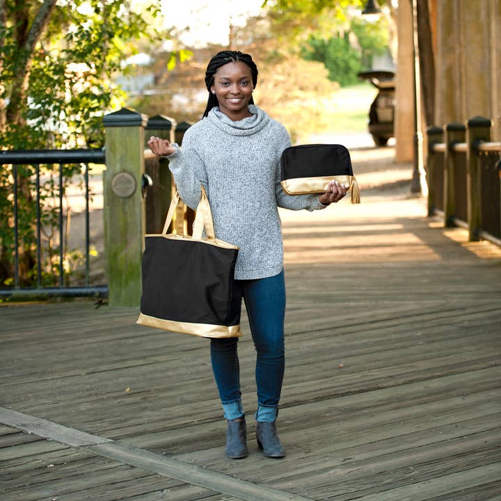 Black Cabana Tote for wholesale on Faire