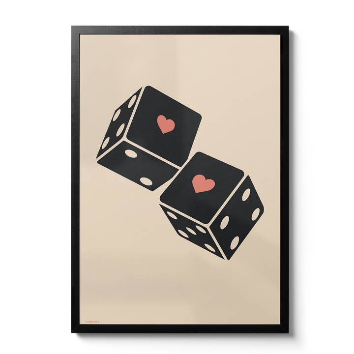 'Lucky in Love' dice Giclée Print - Light for wholesale by Telegramme Paper Co.