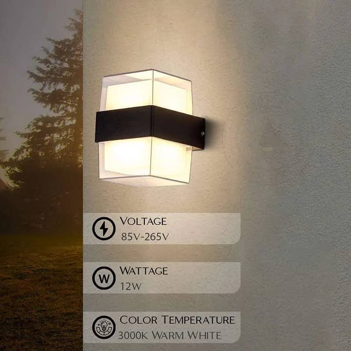 Ledsone - Wholesale Outdoor/Lawn Light - Cuboid Box 12W Up/Down IP54 LED Outdoor Wall Sconce Light~49632