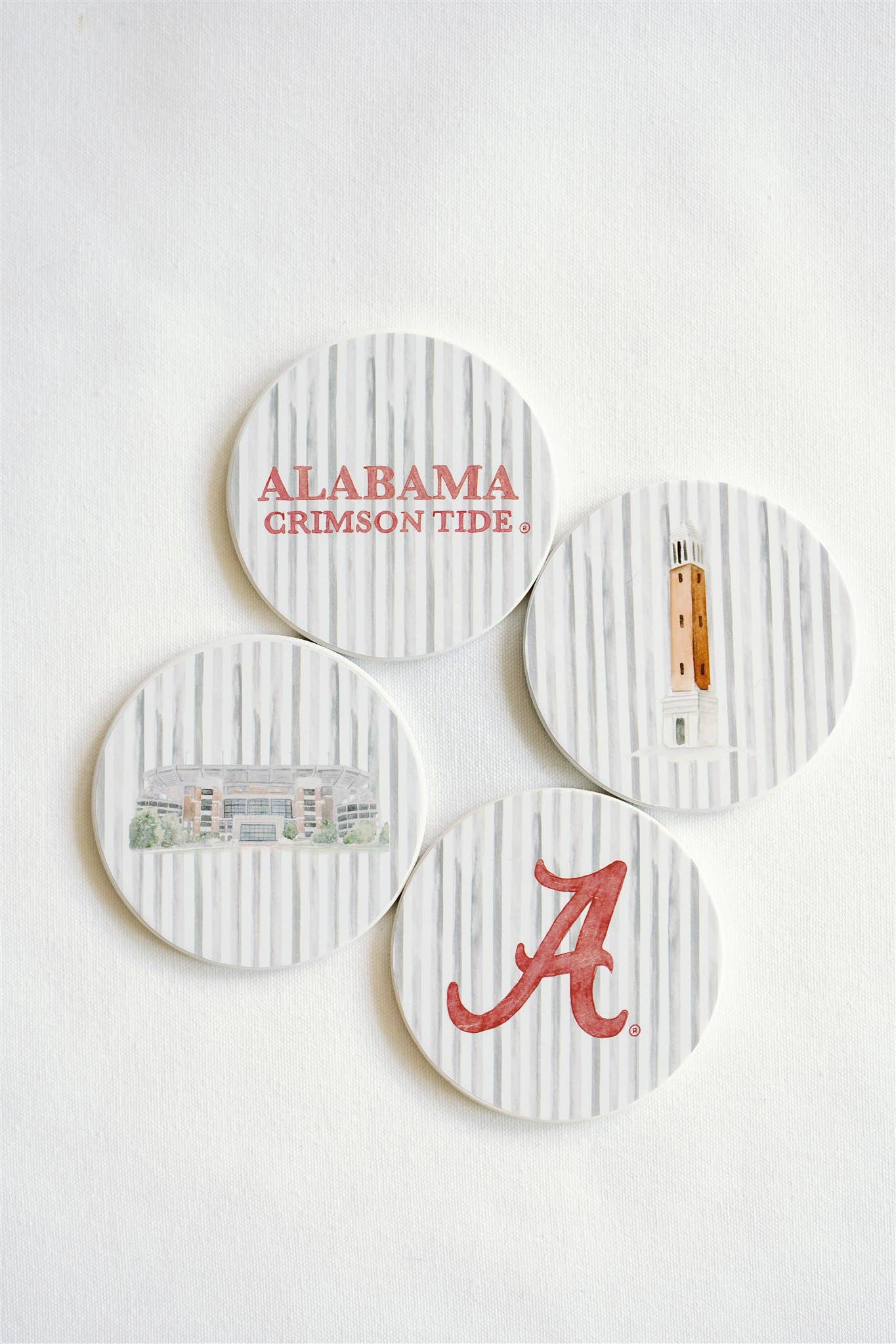 Gracefully Made Art - Wholesale Coasters - Ceramic Alabama Striped Coasters0