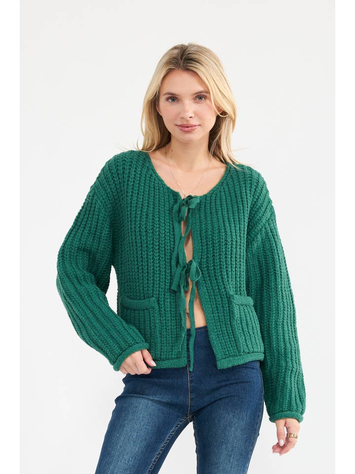 Newbury Kustom - Wholesale Cardigan - Women's - 11316-Tie-Front Knit Cardigan4