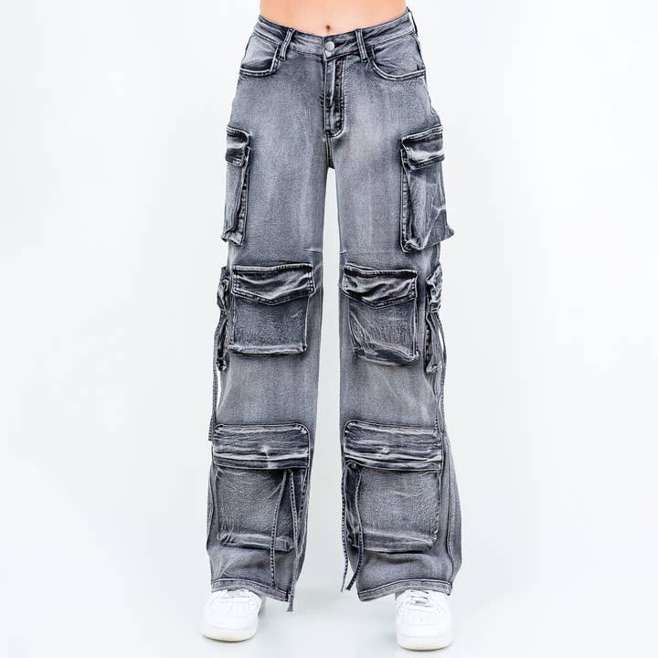 COLOR DYED MULTI POCKET PANTS-RJH5914 for wholesale by American Bazi