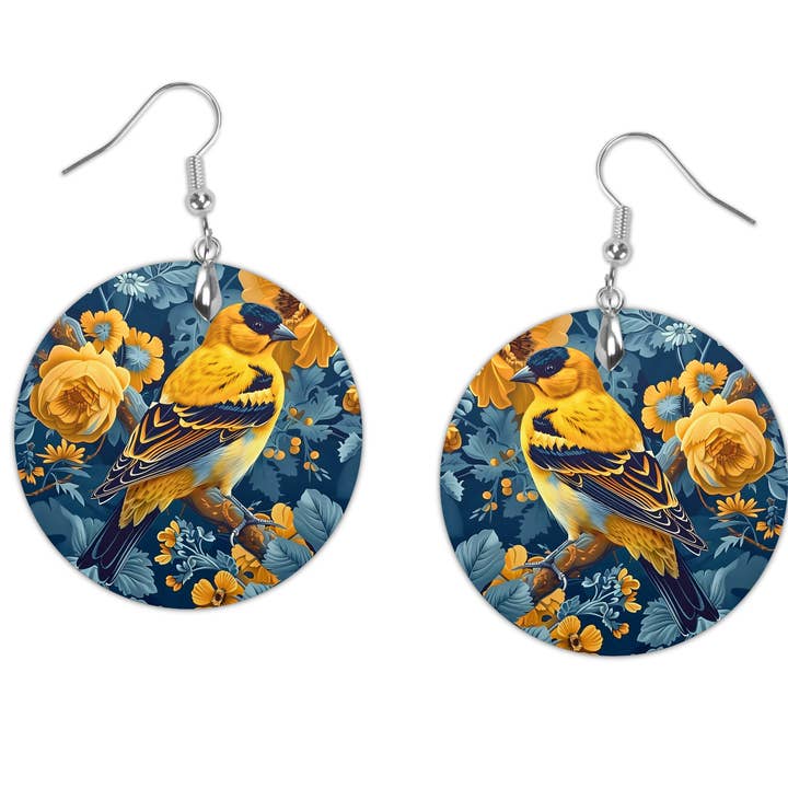 Miss Crabtree - Wholesale Dangle Earrings - Yellow Finch Earrings, William Morris, Earrings, Gift shop