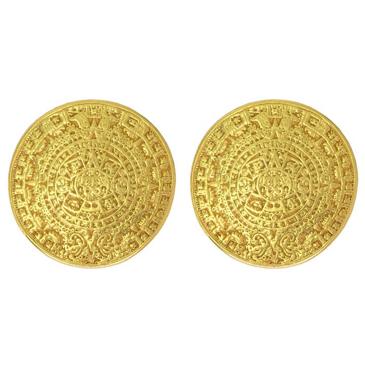 Brincos de Estudo Calendário Asteca 24k GP por atacado de Across The Puddle