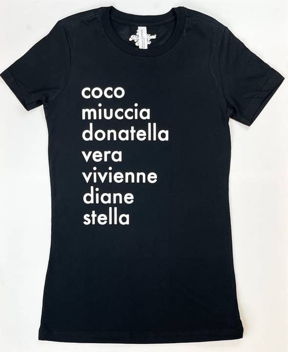 Fashion Femme Fatale Women's T-shirt | Female Fashion Designers Women's T-shirt | Women's Designer Inspired Tee | Unique Gift for Her for wholesale by The Mini Mart Studio