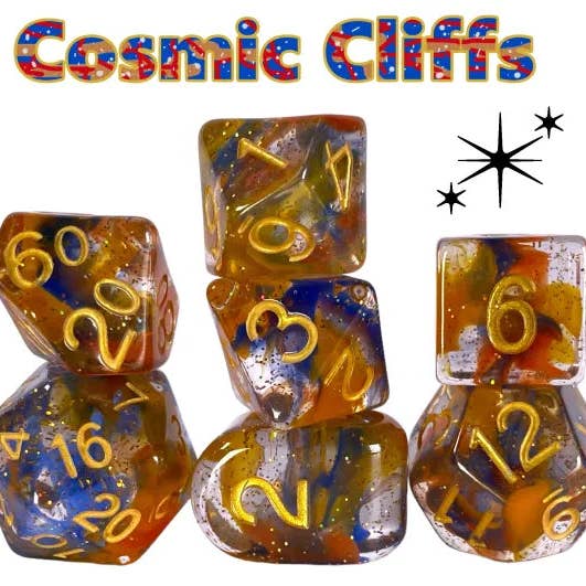 Role 4 Initiative - Wholesale Dice - Diffusion Cosmic Cliffs - Set of 12d6 pips 18mm w/ symbol1
