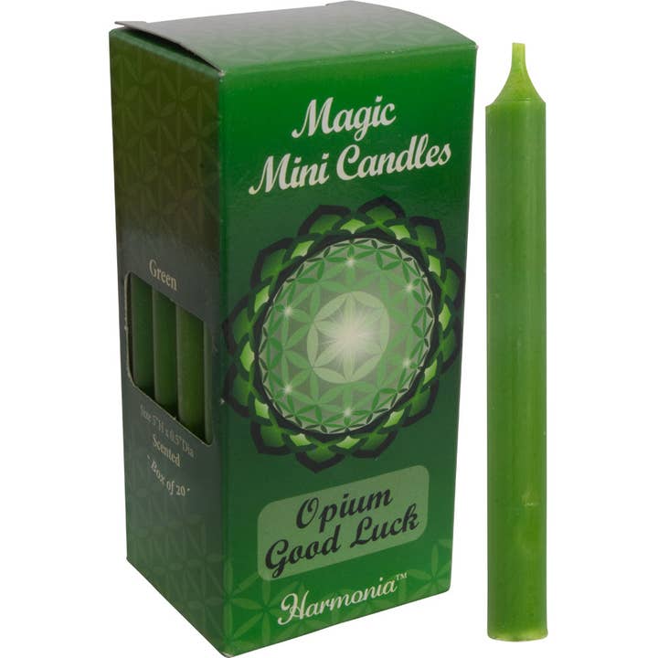 Kheops International - Wholesale Tapered Candle/Candlestick - Harmonia Mini Ritual Candle - Good Luck Opium (Pack of 20)