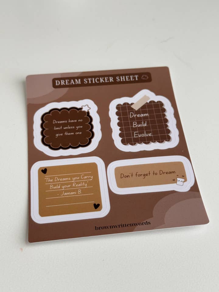 Dream Sticker Sheet for wholesale by Brownwrittenwords