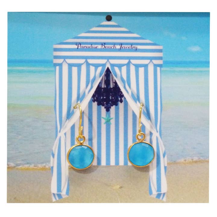 Bright Sky Blue Topaz Gemstone Earrings for wholesale by PARADISE BEACH COMPANY