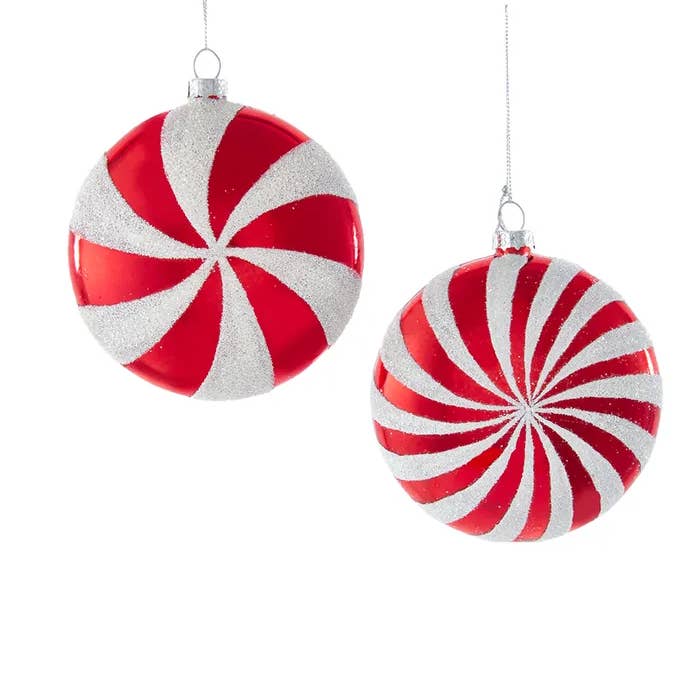 Kurt S. Adler, Inc. - Wholesale Ornament Set - Glass Candy Cane Disc Ornaments, 2 Assorted