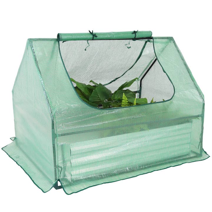 Sunnydaze Decor - Wholesale Plant Pot - Steel Raised Bed with Greenhouse - Green - 4 ft x 3 ft