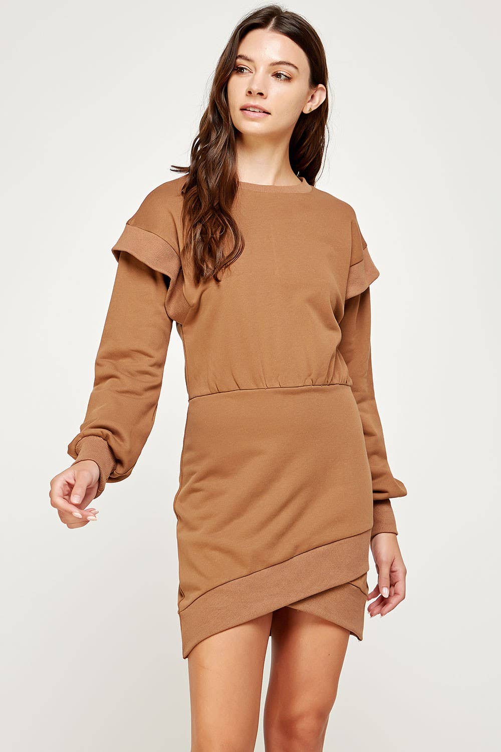 Strut & Bolt - Wholesale Dress - Women's - Ribbed Asymmetric Hem Knit Mini Dress6