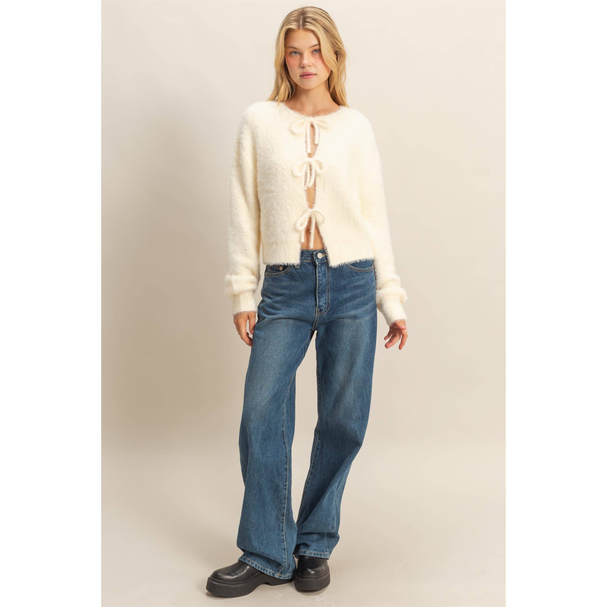 HYFVE - Wholesale Cardigan - Women's - Fuzzy Sweater With Unique Front Ties6