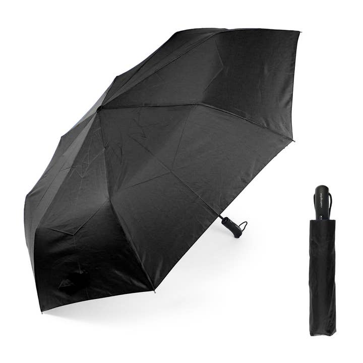 Paraguas Plegable Hombre A/C. Liso Negro Golf. Ref-65009 para venta al por mayor de Cuatrogotas