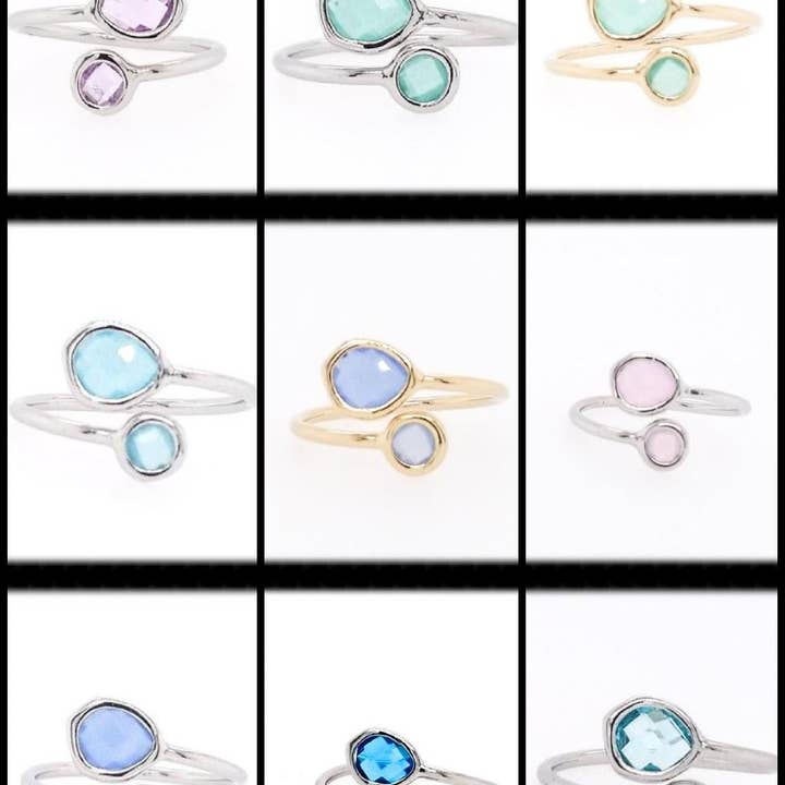 #PK2- Pack de Bagues en Verre Assorties pour la vente par The Beaded Wire Designs