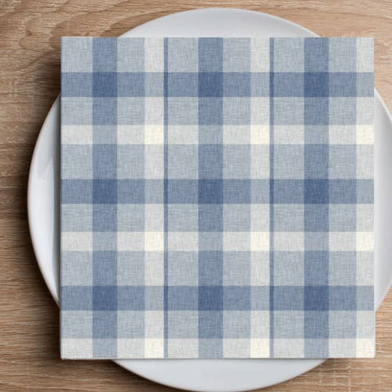 Farmhouse Blue Plaid Cocktail Napkin for wholesale by Altoonastore