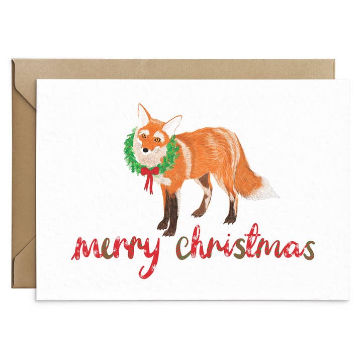 Carte de Noël Cute Fox pour la vente par Poppins & Co.