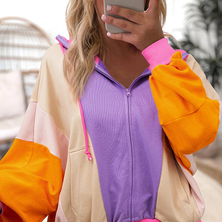 Oversized Colorblock Patchwork Full Zipped Hoodie and other Purchase Wholesale two color hoodies. Free Returns & Net 60 Terms on Faire trending on Faire.