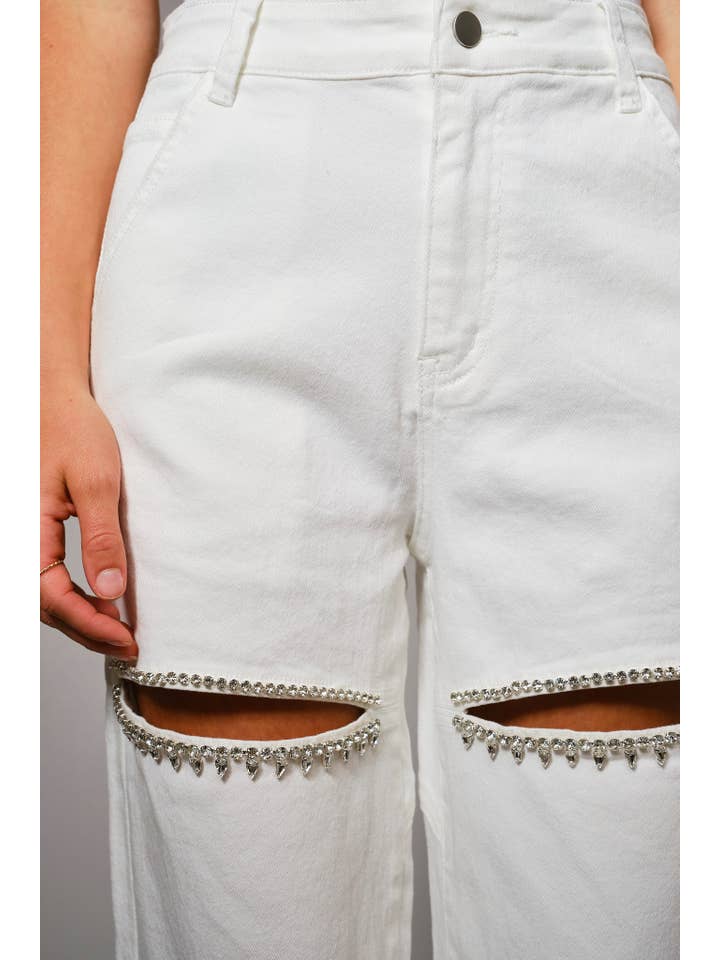 Blue B - Wholesale Jeans - Women's - 15137P-1 - Cut Out Front Rhinestone Washed Denim Jeans5