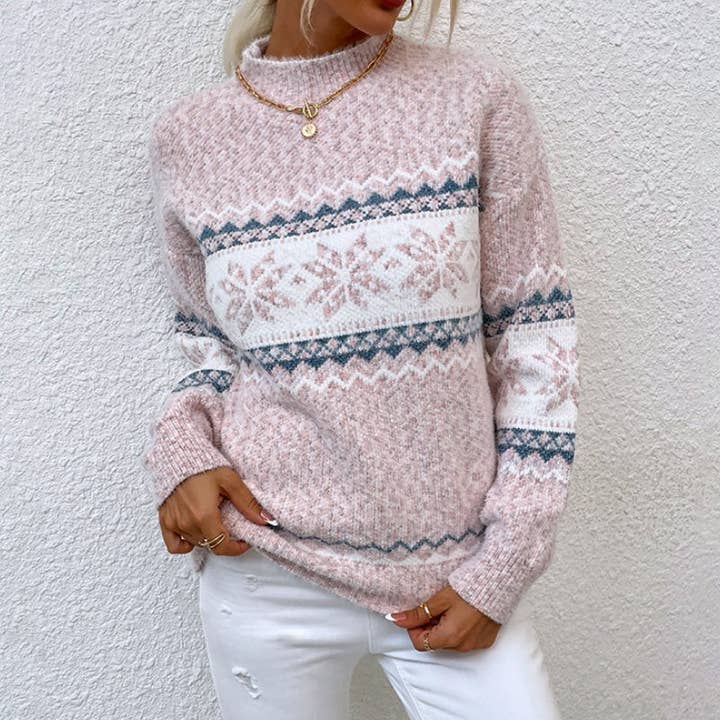 safistyle - Wholesale Knit Sweater - Women's - Fair Isle Knit Pullover Sweater