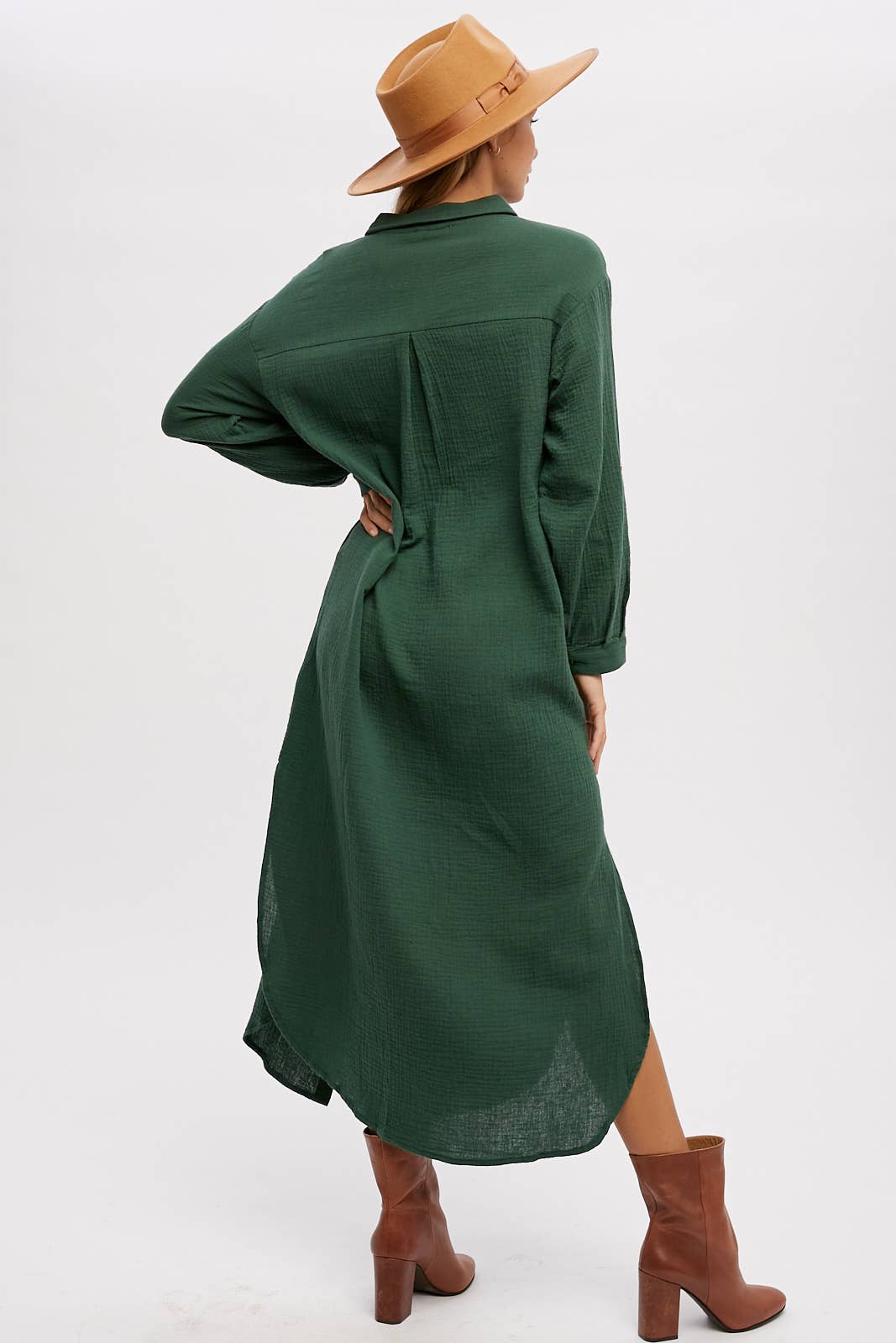 Bluivy - Wholesale Dress - Women's - BUTTON UP MAXI SHIRT DRESS WITH POCKET60