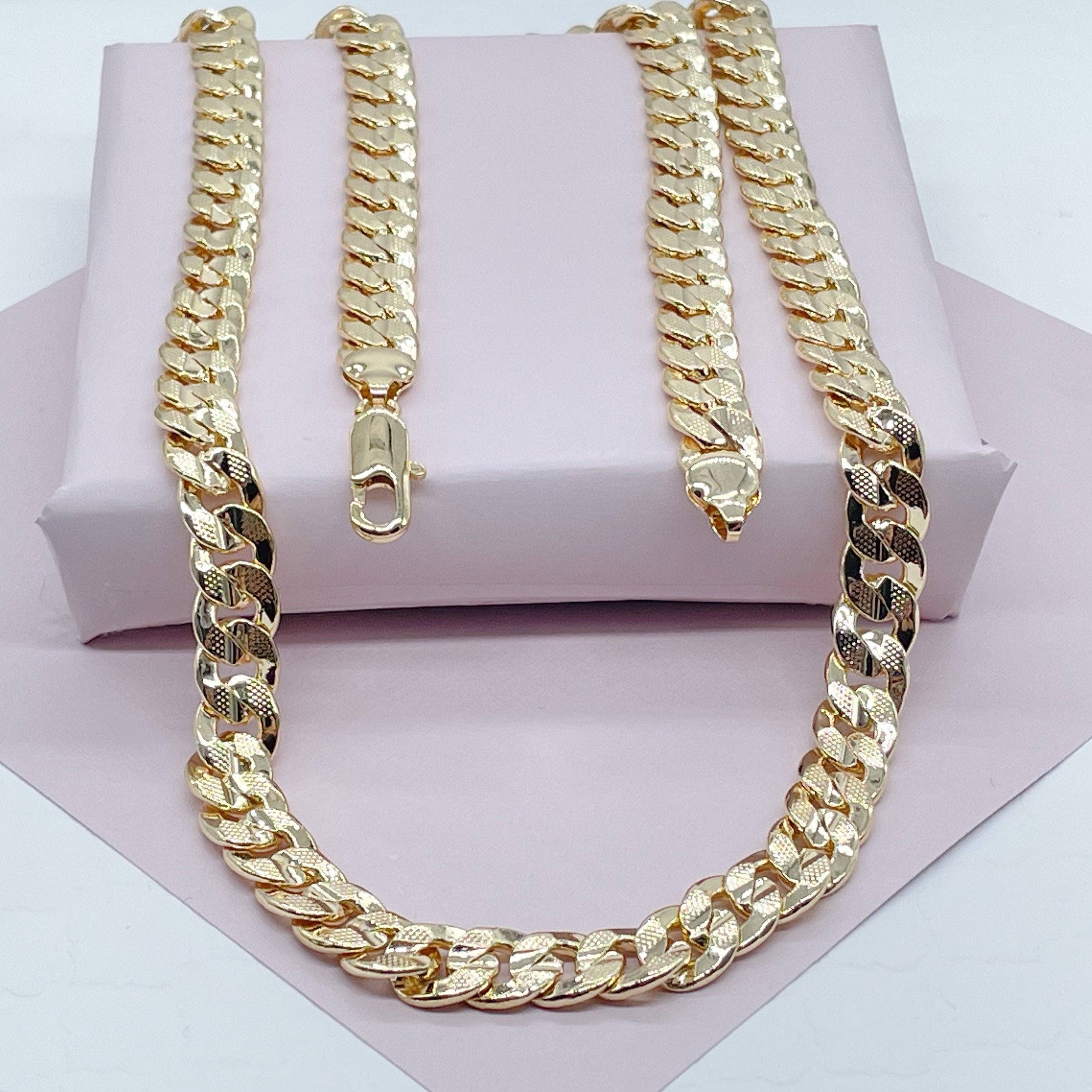 Milie - Wholesale Link & Chain Necklace - 18k GF Thick Carved Cuban Link Chain 9.5mm Necklace1